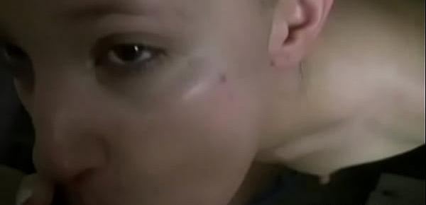 White Teen sucking dick in the shower